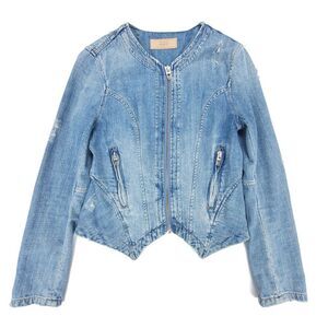 BLANK NYC Part Time Lover Cropped Jean Jacket Distressed Denim Elevated Western